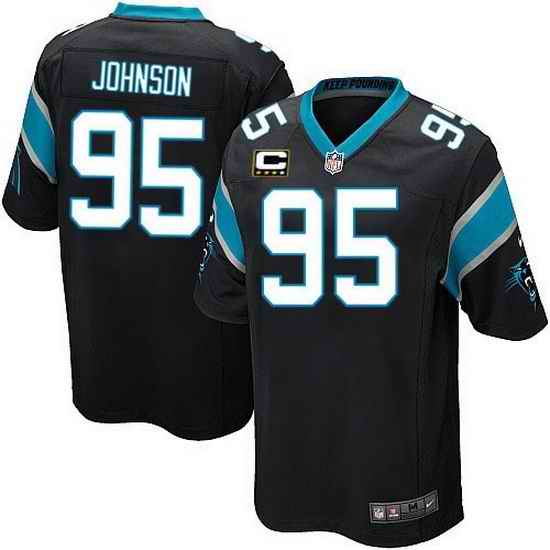Nike Panthers #95 Charles Johnson Black Team Color Mens Stitched NFL Elite Jersey